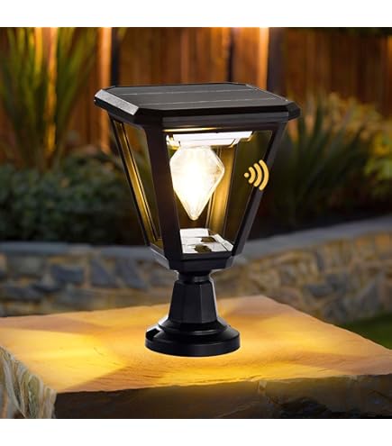 DOESLAG Outdoor Post Light 3-Head, Solar Lamp Post Light Fixture, Solar Post Light With Clear Glass, Waterproof Post Lantern Street Light Outdoor Lights For Garden Fence Post Backyard