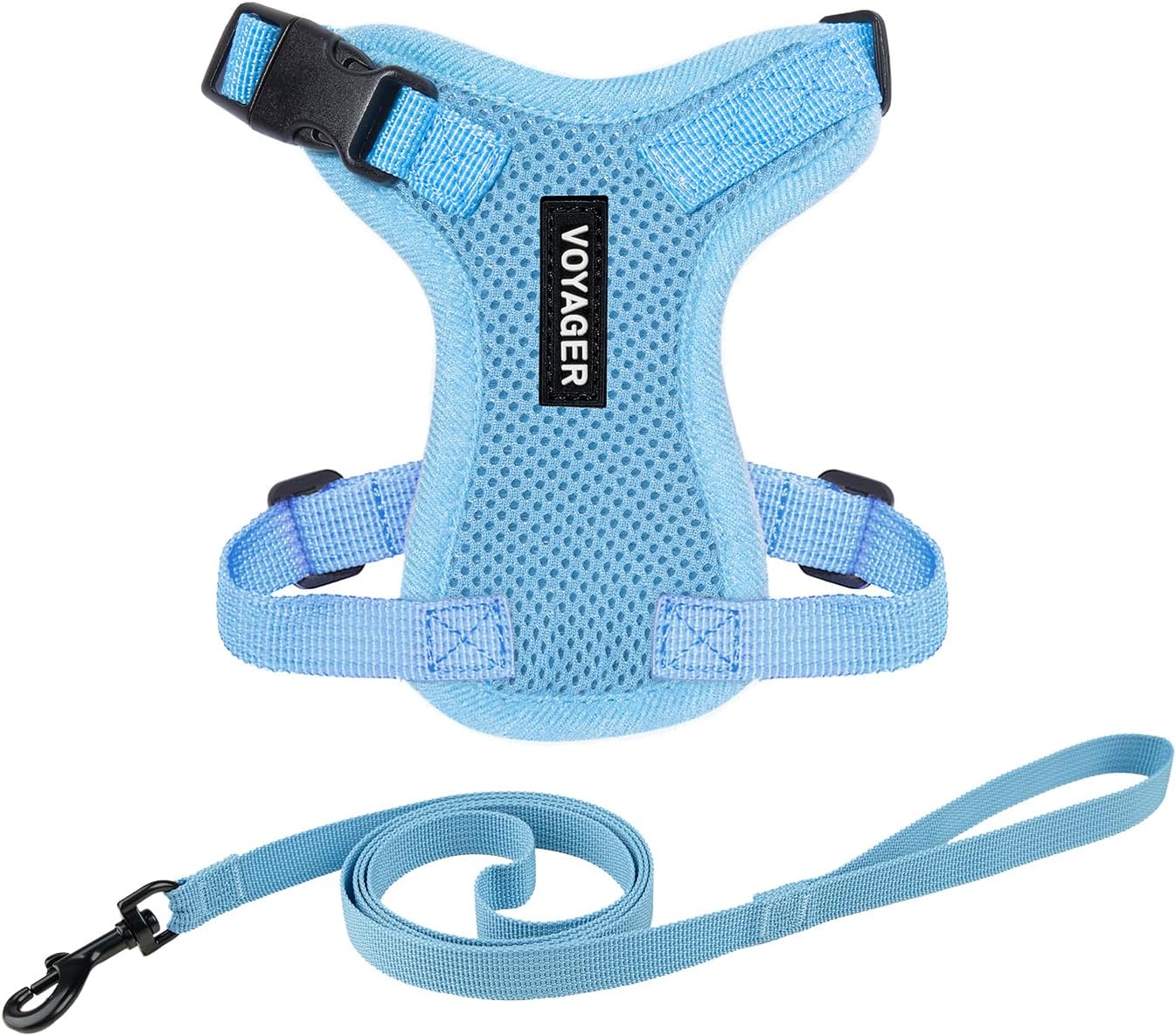 Voyager Step-in Lock Cat Harness and Reflective Cat Leash with Neoprene Handle by Best Pet Supplies - Supports Small, Medium and Large Breed Cats, Baby Blue, size XS - 5ft