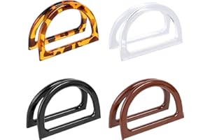 HARIENDNY 8 Pack Crochet Bag Handles Handbag Handles for Bag Making D-Shaped Purse Handles Replacement Decorative Bag Making Supplies for Beach Bag Crochet Straw Bags