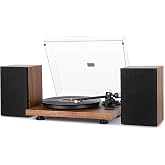1 BY ONE Bluetooth Vinyl Turntable with 36W Bookshelf Speakers | Hi-Fi System, AT3600L Capsule, Bluetooth, Adjustable Counter