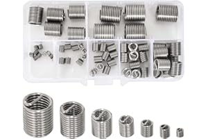 KYSUN 60Pcs Metric stainless steel wire thread insert screws sleeve, M3 M4 M5 M6 M8 M10 M12 Thread Inserts Helicoil Type Screw Repair Sleeve Assortment Kit, Self-Tapping Inserts Thread Reinforce Repair Tool
