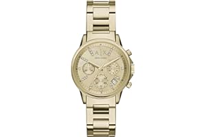Armani Exchange Orologio da donna, Movimento cronografo al quarzo e cassa da 36 mm con cinturino in acciaio inossidabile