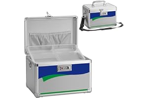 GODLONSEN Abschließbare Medizinbox, 38.3 x 22.2 x 24 cm, Sichere Zahlenschloss Box, Erste Hilfe Sicher Medikamenten Aufbewahrungsbox für Haus Schule Krankenhaus (Silber, X-Groß)