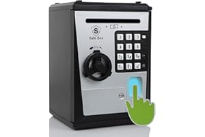 FIMLEIY Kids Safe Money Box with Fingerprint & Password – Electronic Piggy Bank with Voice Prompt, Auto Note Intake & Open Record Tracker, Birthday Gift for Boys Girls Ages 6-12 (Silver)