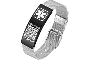 Theluckytag Collar de alerta médica para hombres y mujeres, collar médico de 19 pulgadas grabado con código QR, collar de identificación médica, más espacio personalizado en línea información médica