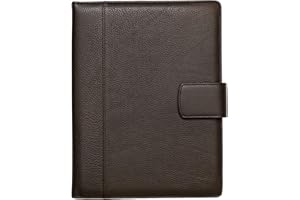 MARUSE Porte Documents A4 100% Cuir Véritable Pleine Fleur Martelé - Conferencier Fabriqué à la Main par des Artisans Experts - Spacieux, pour une Réunion ou en Cours, avec Fermeture Magnétique - Marron