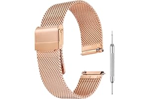 sourcing map Mesh Watch Bands for Men Women, Stainless Steel Quick Release Mesh Watch Strap 10mm 12mm 14mm 16mm 18mm 20mm 22mm 24mm Milanese Bracelet Adjustable Replacement Wristband with Tools