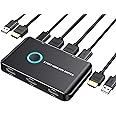 KVM Switch HDMI 2 Port Box,ABLEWE USB and HDMI Switch for 2 Computers Share Keyboard Mouse and one HD Monitor,Support UHD 4K@