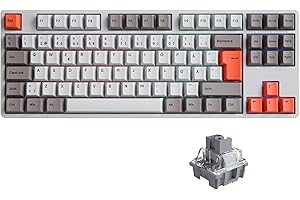 Akko 5087S Tastiera meccanica cablata, tastiera da gioco ISO-Nordic QWERTY 80% TKL, tasti sostituibili a caldo/PBT/profilo Cherry, interruttore lineare CS Silver (motore a vapore)