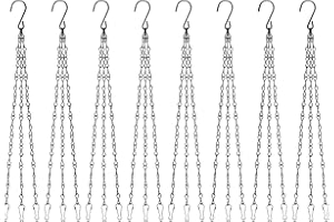 Cragmut 8 Pcs Hanging Basket Chains, 3 Point Hanging Basket Chains 16 Inch Chain for Hanging Baskets with Clips for Flower Pots Bird Feeders Garden Decor