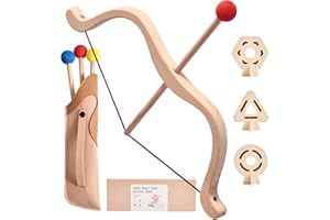 WOODEN TEETHER Arc et flèches pour enfants, avec 1 arc en bois de hêtre, 3 flèches, 3 cibles et sac de flèche, pour garçons et filles