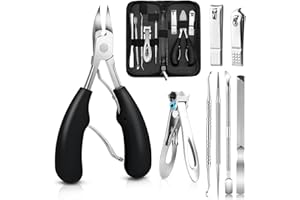 GothicBride Profi Fußnagel Nagelknipser Set 8 Stück Nagelzange für Starke Fußnägel Set Edelstahl Nagelfeile Nagelschere Set Reparieren für Dicke und Eingewachsene Fußnägel