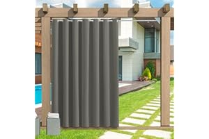 LZXSXZ Outdoor Vorhang Wetterfest, 1 Stück Outdoor Vorhang Wasserdicht Wetterfest Blickdicht mit Ösen, 24 Farben Sichtschutz Sonnenschutz Outdoor Gardine für Veranda, Pergola, Laube, B304xH241CM