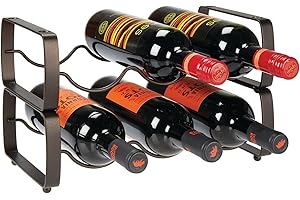 mDesign casier à Bouteille (Lot de 2) – Range Bouteille empilable en métal pour jusqu'à 3 Bouteilles – Porte Bouteille Pratique pour Bouteilles de vin Oder Autres Boissons – Couleur Bronze