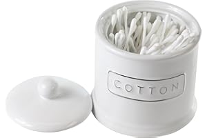 GOLDBEARUK Cotton Bud Jar Ceramic Classic Style for Cotton buds and Cotton wool