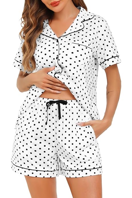 Pigiama Donna In Raso 2 Pezzi | Maniche Corte E Pantaloncini | Set Confortevole Per Casa E Relax - Foto 4