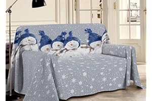CAPITANCASA Telo Arredo Copritutto 100% Cotone Pensieri Delicati Fantasia Snowman Matrimoniale Blu