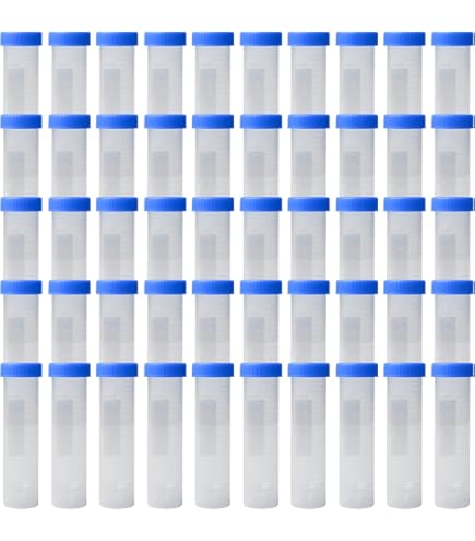 HUAZIZ 40 stuks 50 ml blauwe reageerbuisjes kunststof centrifugebuisjes voor laboratorium chemische experimenten (conische platte bodem