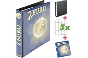 LINDNER Das Original Album per monete da 2 euro con 5 fogli per un totale di 100 monete, espandibile con fogli supplementari