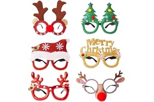 VEYLIN 6 Piece Christmas Glitter Party Glasses,Christmas Fancy Dress Costume Decoration for Kids and Adults