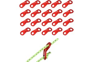 SHULLIN 20 PCS Aluminum Alloy Guy Rope Tensioners Tent Wind Rope Fastener Buckle Cord Adjuster Guyline Wind Rope Cord Adjuster Buckle for Camping Hiking Outdoor Activity Tent Accessory (Red)
