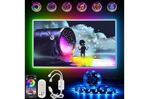 ETRLNXY TV LED Podświetlenia 2M, Led Strip Lights z Bluetooth APP Control dla 32-60 cala TV, 16 milionów kolorów,Music Sync+wrażliwy Mic,Timing Function,Samoprzylepna,Adapter USB Powered dla 55 58 60 65 Cali