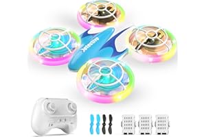 HOTOIQ Mini Drohne für Kinder Spielzeug ab 6 7 8 9 10+ Jahre,RC Flugzeug Drone mit LED Lichter Indoor & Outdoor Weihnachten Geburtstags Geschenke für Jungen und Mädchen,3 Akkus,360°Flips (Blau)