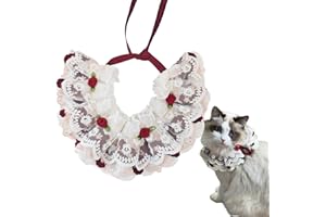 Hjvvr Lace Rose Cat Bib,1pc Dark Red Pet Bib,Adjustable Kitty Bib Decoration