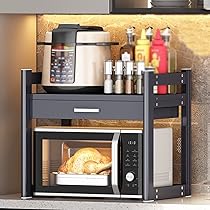 Supporto Per Microonde A 2 Livelli - Organizer Cucina Con Ganci, 50 Kg Portata - Foto 10