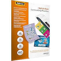 Pochettes De Plastification Fellowes A3 80 Microns Dos Adhésif – Pack 25 Feuilles Brillantes – Idéales Photos, Affiches, Affichages Extérieurs Durables