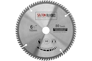 SAXTON BLADES Saxton TCT Circular Fine Cutting Wood Saw Blade 165mm x 20mm (16mm Ring) x 80 Teeth Compatible with Bosch Makita etc