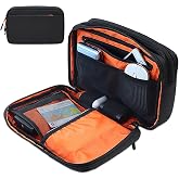 Teskyer Travel Cable Organizer, 25 x 17 x 8 cm, Black | Portable, Large Capacity, Waterproof, Travel Gadget Bag, Travel Acces