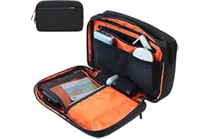 Teskyer Cable Organiser Bag - Portable, Large Capacity, Waterproof, Travel Gadget Bag, Travel Accessories, 25 x 17 x 8 cm, Black
