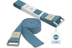 FOYER NUAGE Yoga Straps 1.8M or 2.5M, Durable Cotton Yoga Straps for Stretching, Adjustable Yoga Belt Strap for Yoga, Dance, Gym Workouts
