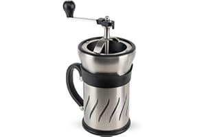 Peugeot Paris Press Moulin à café et cafetière à piston 2 en 1, Mouture réglable, Taille totale : 29 cm, Taille de la cafetière:15 cm, Capacité:50 cl, Matière : Inox brossé/Verre borosilicate, 35297