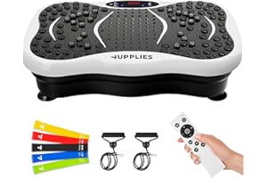 JUPPLIES Plataforma Vibración Muscular con 99 Velocidades, 5 Modos y 5 Bandas Elásticas - Máquina de Ejercicio con Bluetooth y Mando a Distancia para Adelgazar, Tonificar y Mejorar la Circulación