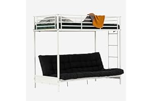 MEUBLE COSY Literas Juveniles 90x190cm Marco de Cama con Sofá Plegable y Somier de Lamas de Metal, Estilo Industrial, para Dormitorio Infantil Hogar, Blanco
