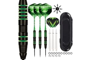 Aisnyho Lot de 3 fléchettes professionnelles en métal avec tiges en aluminium + ailettes de fléchettes + joints toriques et étui de fléchettes 22 g