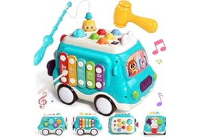 Fajiabao Juguetes Niños 1 Año - Regalo Bebe Niño Niña 1 Año Juguetes Montessori Coche para Bebe con Xilofono Infantil, Música y Luces Juego Pescar Peces Juegos Educativos Niños Niña 1 2 Años