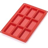 L&eacute;ku&eacute; Financier Mini Cake Mould, Silicone Red, 9 Cavities