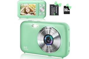 YLSHGXFC Cámara de Fotos con Tarjeta SD de 32 GB,Cámara Digital HD 1080P 44MP, Compacta,2.5' LCD Recargable Camara de Fotos Digital con Zoom 16X Camara Digitales Compacta para Niño,Adulto(Verde)