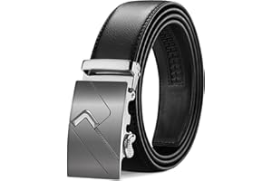 TANGCHAO Cintura Uomo, Cintura a Cricchetto da Uomo in Pelle con Fibbia Scorrevole Automatica 35mm, Trim Regolabile per Adattars