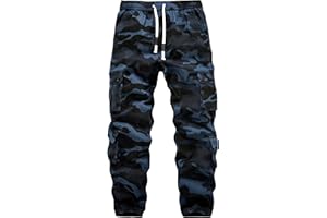 APTRO Herren Cargo Hose Camouflage Freizeithose Elastische Taille Arbeitshose Lange Baumwolle Jogginghose mit 8 Tachen LT23