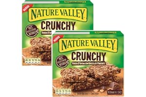 GENERICO Nature Valley® | Barrette Fiocchi d'Avena Integrale e Cioccolato Fondente Senza Coloranti e Conservanti e Senza Lattosio Adatte ai Vegetariani - 2 x 210 Gram (2 x 10 barrette)