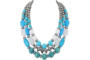 Bocar 3 Layer Chunky Statement Beaded Necklace Fashion Multi Layer Women Collar Necklace(NK-10625)