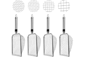 TUAKIMCE 4 Stück Gartensieb aus Edelstahl, Gartensieb Erde, Kompostsieb mit Griff Gartensieb, Erdsieb für Garten, Sandsieb,Sieb, Erdsieb, Schotter und Saatgut (2/2.8/3.8/5mm Masche)