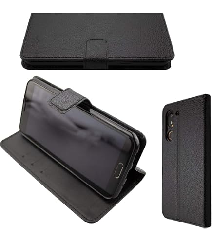 Étui Portefeuille En Cuir Véritable Pour Doro 8035 - Housse Flip Avec Rabat - Protection Complète - Couleur Noire
