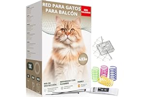 WOOWOOD Red para gatos (sin taladrar), incluye gancho adhesivo y adhesivo de silicona, red para gatos para balcón, red para gatos, red de alambre reforzada, red para gatos, balcón, protección para