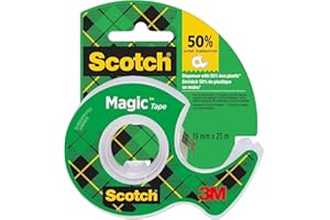 Ruban invisible Scotch Magic, 1 rouleau, 19 mm x 25 m + dévidoir manuel