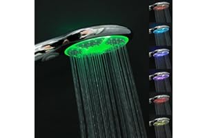 JINYOMFLY Soffione per Doccia con LED, 7 Colori Telefono Doccia LED, 3 Modalità Doccino per Doccia con Luci, 12,5cm Doccetta a LED Colorata